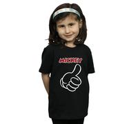 Disney Girl's Mickey Mouse Thumbs Up Cotton T-Shirt in Black | Size: 12-13 Years Disney Black 12-13 Years