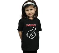 Disney Girl's Mickey Mouse Thumbs Up Cotton T-Shirt in Black | Size: 5-6 Years Disney Black 5-6 Years