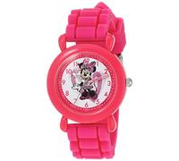 Disney Girls' Minnie Mouse Analog-Quartz Watch with Silicone Strap, Pink, 16 (Model: WDS000136)