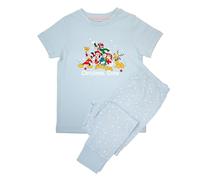 Disney Girls Minnie Mouse Christmas Crew Short Sleeve Long Bottom Pyjamas Baby Blue/Stars AOP 4-5 Years
