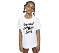 Disney Girl's Minnie Mouse Happiest Mom Ever Cotton T-Shirt in White | Size: 3-4 Years Disney White 3-4 Years