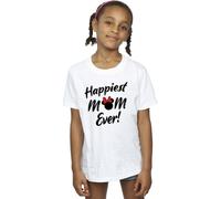 Disney Girl's Minnie Mouse Happiest Mom Ever Cotton T-Shirt in White | Size: 9 Years Disney White 9 Years