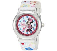 Disney Girl's 'Minnie Mouse' Quartz Stainless Steel and Nylon Casual Watch, Color:White (Model: WDS000163)