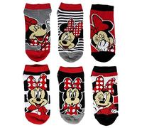 Disney Girls Minnie Mouse Stripes No Show Socks 6 Pair Pack, White, 5-7 UK
