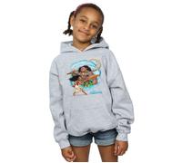 Disney Girl's Moana & Maui Wave Hoodie in Grey | Size: 7-8 Years Disney Grey 7-8 Years