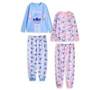 Disney Girl's Multi-Pack of 2 Long Sleeve Long Leg Pyjama Set | Mutlicoloured | Size: 6-7 Years Disney Multicolor 6-7 Years