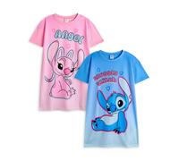 Disney Girls Multicoloured Stitch & Angel Multi-Pack of 2 Short Sleeve Nightdress - 9-10 Years