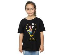 Disney Girls Nightmare Before Christmas Jack and Sally Love T-Shirt 7-8 Years Black