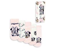 Disney Minnie Mouse Girls Pink Calf Socks Set of 5 | Various Patterns Including Polka Dots & Stripes | Everyday Wear | Cartoon Character Design Merch - 9-12 UK Child
