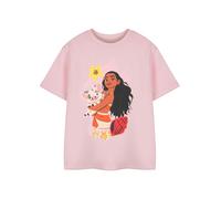 Disney Moana Girls Pink Short Sleeve Graphic Tee | Moana & Pua Casual Top | Classic Crew Neck Kids T-Shirt | Animated Movie Character Apparel | Childrens Moana Merch - 5-6 Years