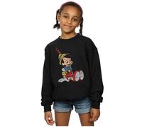 Disney Girl's Pinocchio Classic Pinocchio Sweatshirt in Black | Size: 5-6 Years Disney Black 5-6 Years