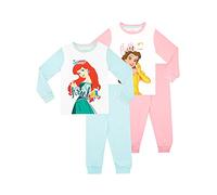 Disney Girls Princess Ariel And Belle Pyjamas 2 Pack Nightwear For Kids Multicoloured 5-6 Years
