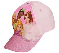 Disney Girls Princess Glitter Baseball Cap - Frozen Elsa Anna Cinderella Belle Ariel (2-7) Size Age 2-4 Princess Pink