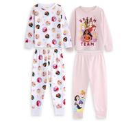 Disney Princess Girls Pink Multi-Pack of 2 Long Sleeve Long Leg Pyjama Set | Dream Team Graphic & Cartoon Design | Kids Nightwear for Bedtime & Sleepovers Merch - 4-5 Years