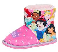 Disney Girls Princess Slipper Boots Kids Faux Fur Lined Glitter Fleece Booties Pink 11 UK Child