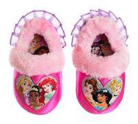 Disney Girls Princess Slippers Fluffy Slippers Tangled Little Mermaid Beauty and the Beast (Size 5-10 Toddler/Size 11-12 Little Kid), Pink Purple, 7-8 Toddler
