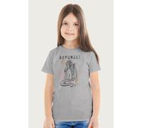 Disney Girl's Rapunzel Princess Floral Sketch T-Shirt in Mid Grey | Size: 5-6 Years Disney Mid Grey 5-6 Years