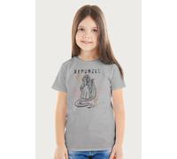 Disney Girl's Rapunzel Princess Floral Sketch T-Shirt in Mid Grey | Size: 9-11 Years Disney Mid Grey 9-11 Years