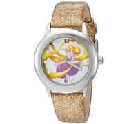 Disney Girl's 'Rapunzel' Quartz Stainless Steel and Leather Watch, Color:Gold-Toned (Model: W002964)