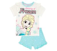 Disney Girl's Short Sleeve Short Leg Pyjama Set | Girls Blue AOP & White | Size: 7-8 Years Disney Multicolor 7-8 Years