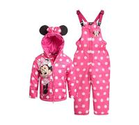 Disney Girls' Snowsuit Set - Minnie Mouse, Lilo & Stitch 2-Piece Ski Jacket and Snow Dungarees for Toddlers/Little Girls (2T-7), Minnie Pink, 24 Months