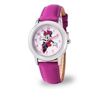 Disney Girls' Stainless Steel Japanese Quartz Watch with Leather Strap, Pink, 16 (Model: WDS000992)