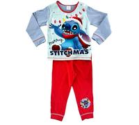 Disney Girls Stitch Christmas Pyjamas - Long Sleeve Top & Bottom Set - 100% Cotton - Sizes 3-4 Years - “Merry Stitchmas” Design - Soft & Cosy Xmas Nightwear Multicoloured