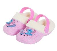 Disney Girls Stitch Clogs Borg Fleece Fur Lined with Charms 8 UK Child Pink