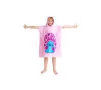 Disney Stitch Bath Towel with Hood for Kids & Teenagers Absorbent Changing Robe Poncho Towel for Swimming Bath Shower Beach Towel Holiday Essentials (Pink Stitch, 10-13 Years)