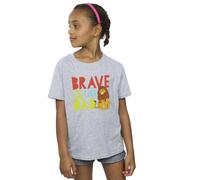 Disney Girl's The Lion King Brave Like Dad Cotton T-Shirt in Grey | Size: 7-8 Years Disney Grey 7-8 Years