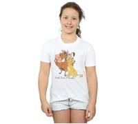 Disney Girl's The Lion King Classic Simba, Timon & Pumbaa Cotton T-Shirt in White | Size: 12-13 Years Disney White 12-13 Years