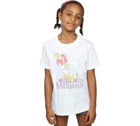 Disney Girl's The Little Mermaid Faded Nostalgia Cotton T-Shirt in White | Size: 12-13 Years Disney White 12-13 Years