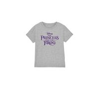 Disney Girl's The Princess & The Frog Logo T-Shirt Light Grey | Size: 3-4 Years Disney Light Grey 3-4 Years