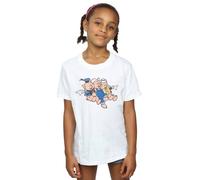 Disney Girl's Three Little Pigs Jump Cotton T-Shirt in White | Size: 5-6 Years Disney White 5-6 Years