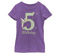 Disney Girl's Tink 5th Birthday T-Shirt, Purple Berry, L