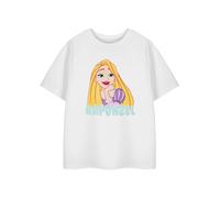Disney Princess Girls White Short Sleeve Graphic Tee | Rapunzel Short Sleeved T-Shirt | Kids Princess Apparel | Fairy Tale Character Top | Magical Merchandise Gift for Children & Teens