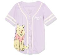 Disney Girls Winnie The Pooh Baseball Jersey-Classic Mesh Button Down Shirt, Lilac, 14-16