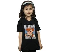 Disney Girl's Winnie The Pooh Christopher Robin Montage Cotton T-Shirt in Black | Size: 9 Years Disney Black 9 Years