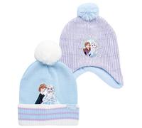 Disney Girls' Winter Hat - 2 Pack Frozen Pom Pom Beanie or Minnie Mouse Hat with Ears, Size Age 4-7, Frozen
