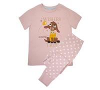 Disney Girls Wish Come True Pyjamas Short Sleeve Long Bottom Pyjamas Baby Pink/Hearts AOP 4-5 Years