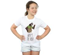 Disney Girl's Zootropolis What´s The Rush Cotton T-Shirt in White | Size: 7-8 Years Disney White 7-8 Years