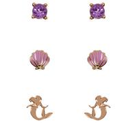 Disney Gold and Purple Crystal Stud Earrings Set of 3