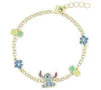 Disney Bracelet Stitch Pineapple & Flower Charm Gold Plated Adjustable Chain Girls