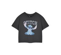 Disney Grey College Crop Cropped Short Sleeved T-Shirt Womens