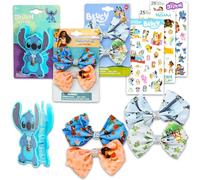 Disney Hair Bows Assortment Set for Girls - Bundle of Bluey, Moana, Stitch Accessories, and More | Disney Bluey Hair Accessories for Kids, Women
