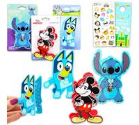 Disney Hair Claw Clip Set - 3 Pc Accessories Bundle with Stitch, Bluey, Mickey Mouse Claw Clips for Girls Plus Stickers, More | Disney Hair Accessories for Women, Girls, Kids