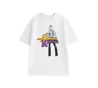 Disney Hannah Montana Womens White Graphic Tee | Short Sleeve Top with Character Illustration & Lightning Bolt Design | Everyday Wear T-Shirt | TV Show Merch - X-Large