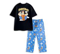 Disney Hercules Men's Black and Blue Short Sleeve Long Leg Pyjama Set | Cartoon Loungewear & Sleepwear | Comfortable Nightwear for Relaxation Merch - Medium