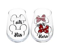 Disney"His" and"Hers" Mickey & Minnie Outline Stemless Glass Set of 2