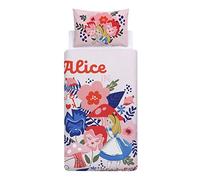 Disney Home Alice in Wonderland Reversible Two Sided Duvet Cover Set,100% Cotton, Single Size,2 Pieces,135x200cm+50x70cm (54"x79" inches)